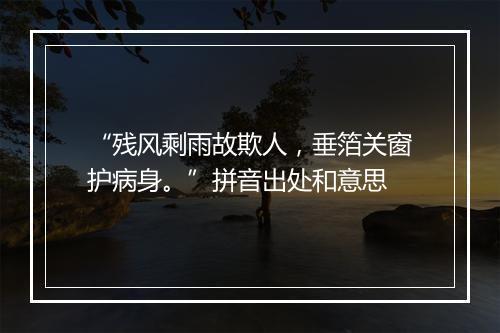 “残风剩雨故欺人，垂箔关窗护病身。”拼音出处和意思