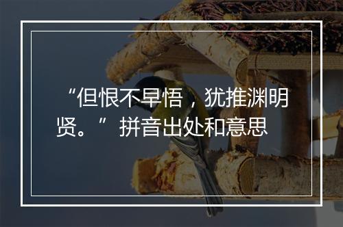 “但恨不早悟，犹推渊明贤。”拼音出处和意思