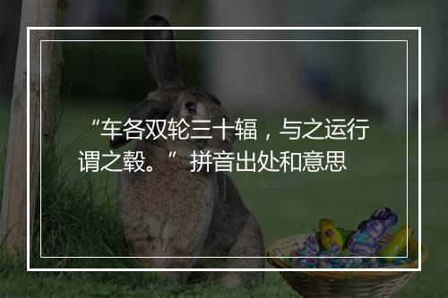 “车各双轮三十辐，与之运行谓之毂。”拼音出处和意思