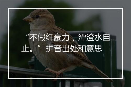 “不假纤豪力，潭澄水自止。”拼音出处和意思