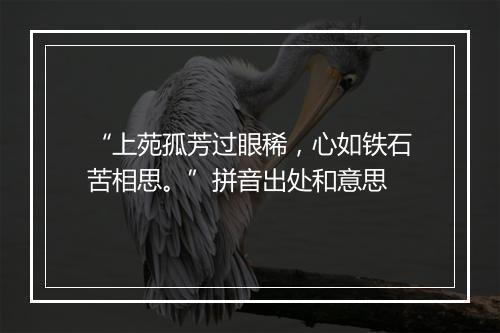 “上苑孤芳过眼稀，心如铁石苦相思。”拼音出处和意思