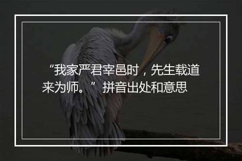 “我家严君宰邑时，先生载道来为师。”拼音出处和意思