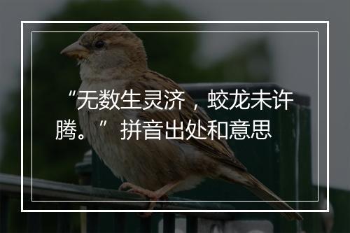 “无数生灵济，蛟龙未许腾。”拼音出处和意思