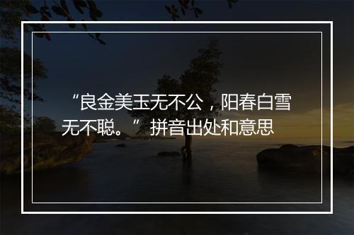 “良金美玉无不公，阳春白雪无不聪。”拼音出处和意思