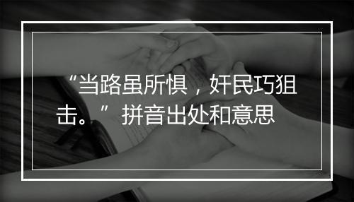 “当路虽所惧，奸民巧狙击。”拼音出处和意思