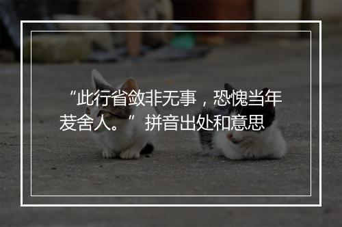 “此行省敛非无事，恐愧当年茇舍人。”拼音出处和意思