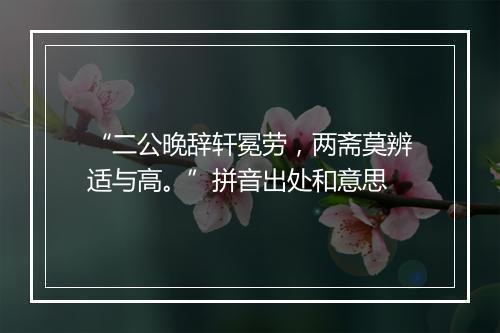 “二公晚辞轩冕劳，两斋莫辨适与高。”拼音出处和意思