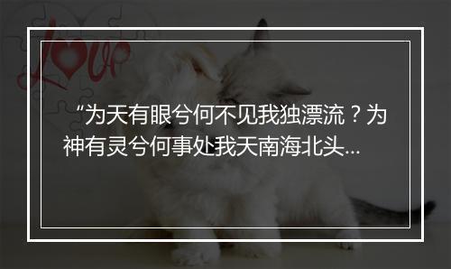 “为天有眼兮何不见我独漂流？为神有灵兮何事处我天南海北头？”拼音出处和意思