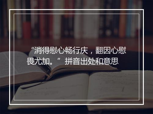 “消得慰心畅行庆，翻因心慰畏尤加。”拼音出处和意思