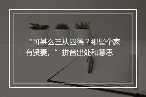 “可甚么三从四德？那些个家有贤妻。”拼音出处和意思