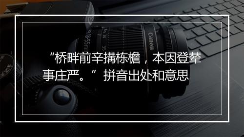 “桥畔前辛搆栋檐，本因登辇事庄严。”拼音出处和意思