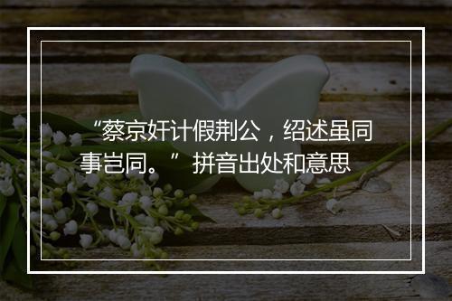 “蔡京奸计假荆公，绍述虽同事岂同。”拼音出处和意思