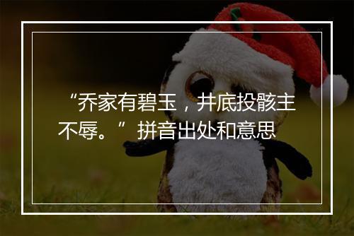 “乔家有碧玉，井底投骸主不辱。”拼音出处和意思