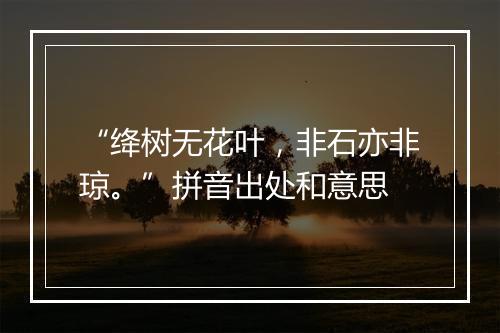 “绛树无花叶，非石亦非琼。”拼音出处和意思