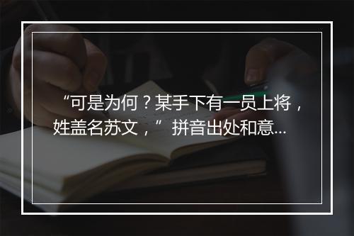 “可是为何？某手下有一员上将，姓盖名苏文，”拼音出处和意思