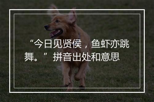 “今日见贤侯，鱼虾亦跳舞。”拼音出处和意思