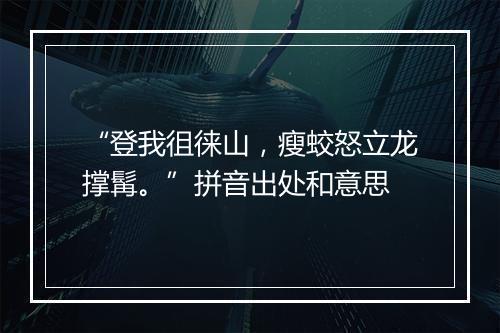 “登我徂徕山，瘦蛟怒立龙撑髯。”拼音出处和意思