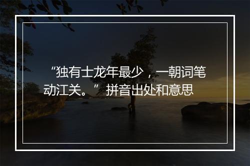 “独有士龙年最少，一朝词笔动江关。”拼音出处和意思