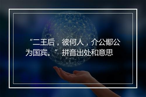 “二王后，彼何人，介公酅公为国宾。”拼音出处和意思