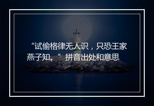 “试偷格律无人识，只恐王家燕子知。”拼音出处和意思