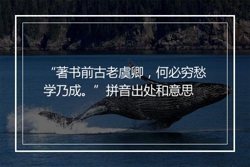 “著书前古老虞卿，何必穷愁学乃成。”拼音出处和意思