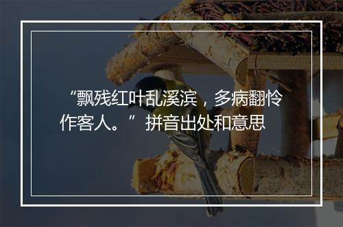 “飘残红叶乱溪滨，多病翻怜作客人。”拼音出处和意思