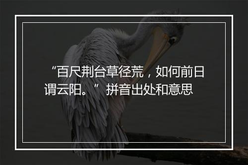 “百尺荆台草径荒，如何前日谓云阳。”拼音出处和意思