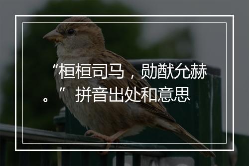 “桓桓司马，勋猷允赫。”拼音出处和意思