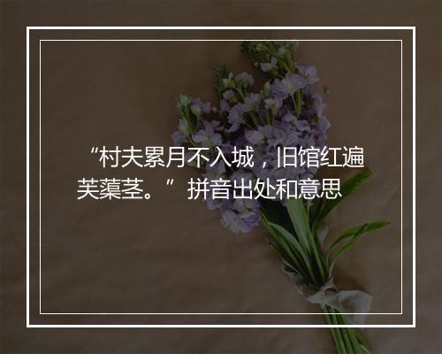 “村夫累月不入城，旧馆红遍芙蕖茎。”拼音出处和意思