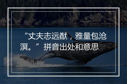 “丈夫志远猷，雅量包沧溟。”拼音出处和意思