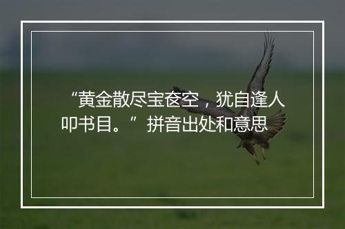 “黄金散尽宝奁空，犹自逢人叩书目。”拼音出处和意思