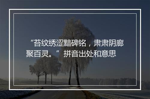 “苔纹绣涩黯碑铭，肃肃阴廊聚百灵。”拼音出处和意思