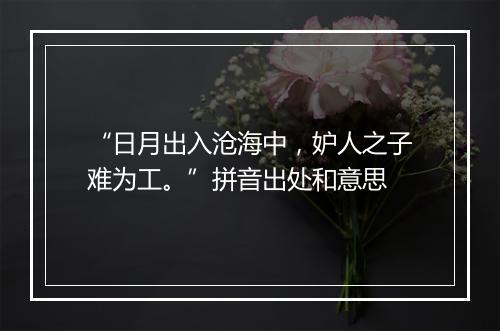 “日月出入沧海中，妒人之子难为工。”拼音出处和意思