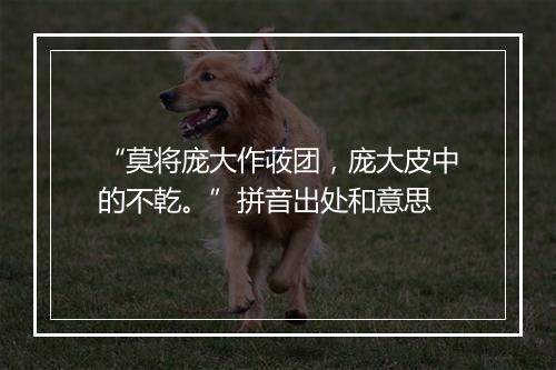 “莫将庞大作荍团，庞大皮中的不乾。”拼音出处和意思