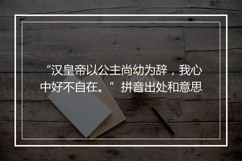 “汉皇帝以公主尚幼为辞，我心中好不自在。”拼音出处和意思