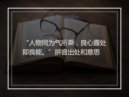 “人物同为气所乘，良心露处即良能。”拼音出处和意思