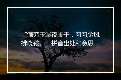 “滴穷玉漏夜阑干，习习金风拂晓鞍。”拼音出处和意思