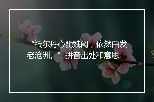 “祇尔丹心驰魏阙，依然白发老沧洲。”拼音出处和意思