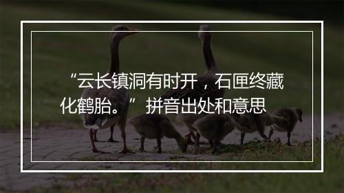 “云长镇洞有时开，石匣终藏化鹤胎。”拼音出处和意思