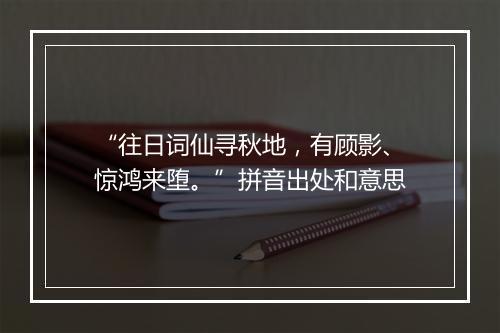 “往日词仙寻秋地，有顾影、惊鸿来堕。”拼音出处和意思