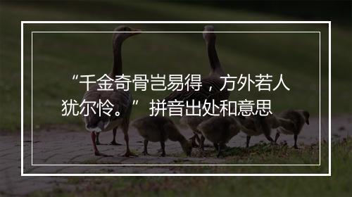 “千金奇骨岂易得，方外若人犹尔怜。”拼音出处和意思