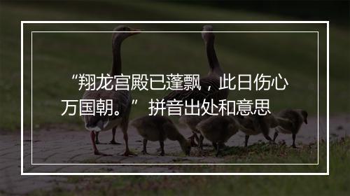 “翔龙宫殿已蓬飘，此日伤心万国朝。”拼音出处和意思