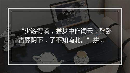 “少游得谪，尝梦中作词云：醉卧古藤阴下，了不知南北。”拼音出处和意思