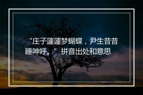 “庄子蘧蘧梦蝴蝶，尹生昔昔睡呻呼。”拼音出处和意思