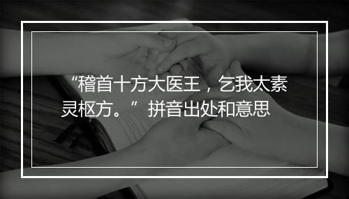 “稽首十方大医王，乞我太素灵枢方。”拼音出处和意思