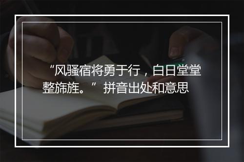 “风骚宿将勇于行，白日堂堂整旆旌。”拼音出处和意思