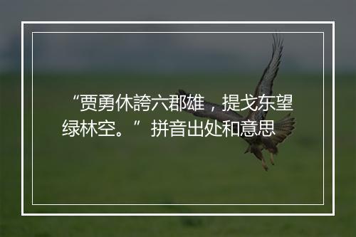 “贾勇休誇六郡雄，提戈东望绿林空。”拼音出处和意思