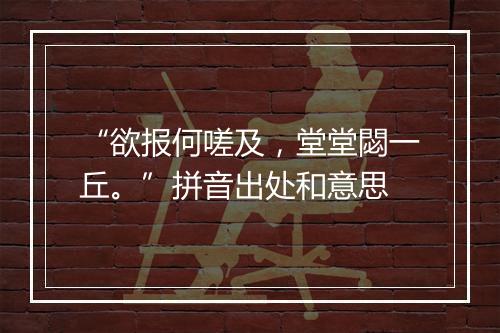 “欲报何嗟及，堂堂閟一丘。”拼音出处和意思