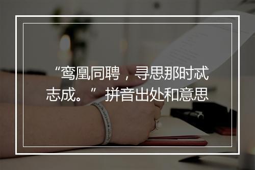 “鸾凰同聘，寻思那时忒志成。”拼音出处和意思