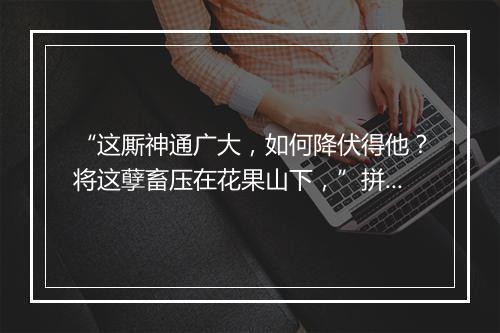 “这厮神通广大，如何降伏得他？将这孽畜压在花果山下，”拼音出处和意思